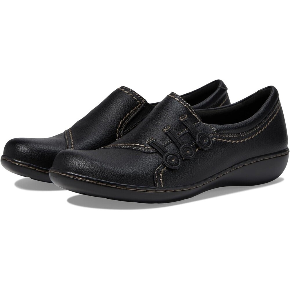 Clarks Ashland Effie Flats Women's 8.5 Black Leather Round Toe Loafers LION864